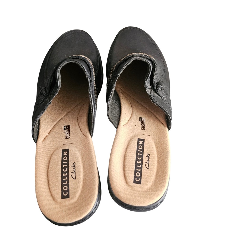 Clarks Womens Leisa Dream Black Leather Mules Size 7.5 - Picture 7 of 9